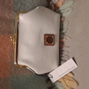 Dooney and Bourke Large Framed kiss lock in white pebble leather